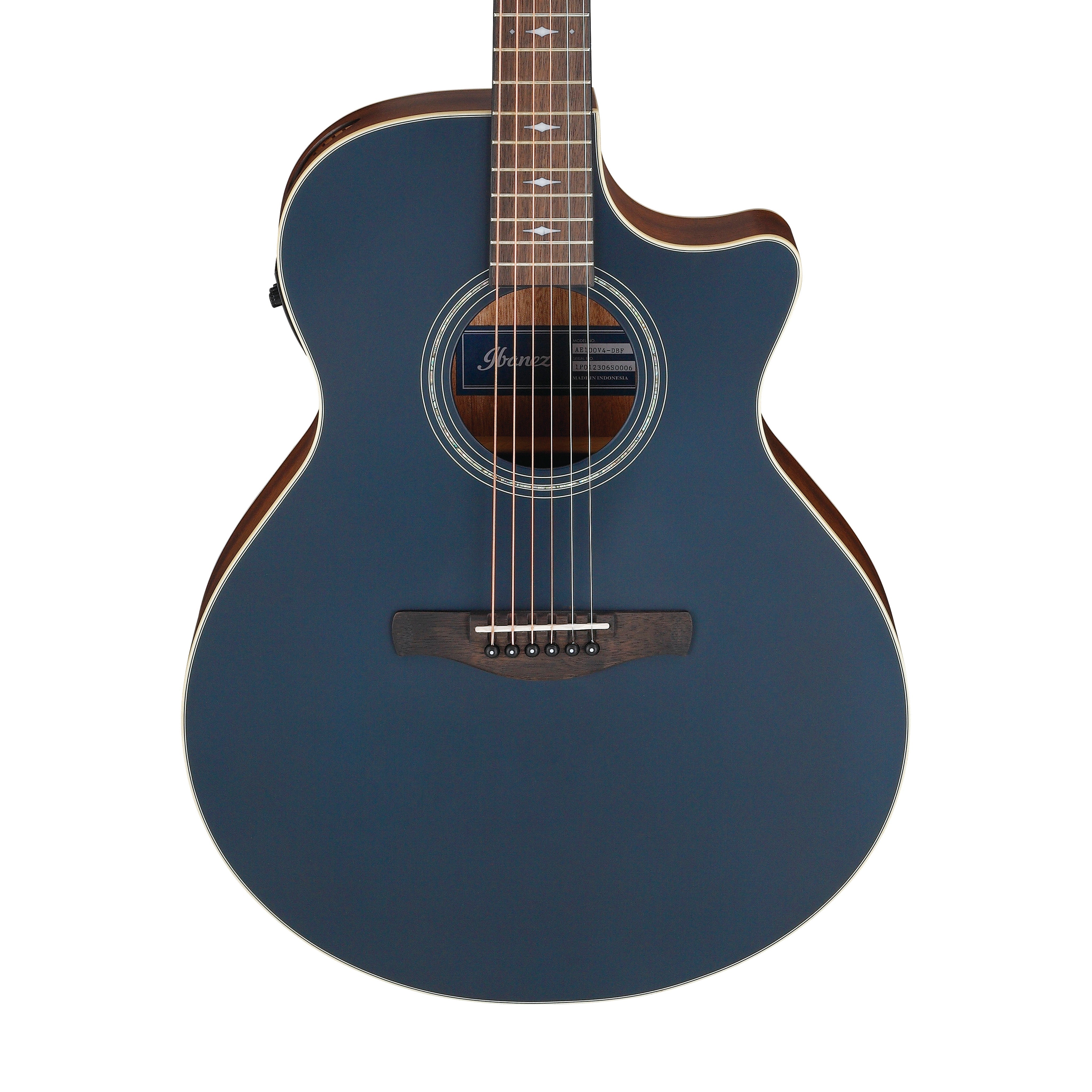 Ibanez AE100-DBF Acoustic Guitar, Dark Tide Blue Flat | Zoso Music Sdn Bhd
