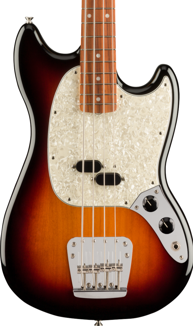 Fender Vintera 60s Mustang Bass Guitar, Pau Ferro FB, 3-Tone Sunburst
