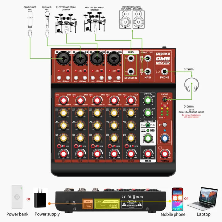 Sudoku DM6 Instrument Recording Mixer |  SUDOKU |  MIXER-ANALOG |  Zoso Music