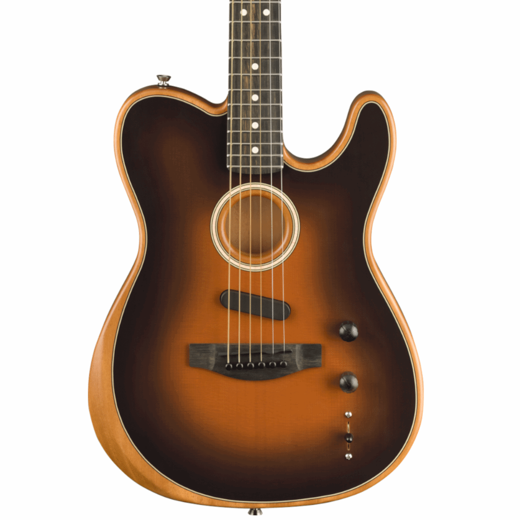 Fender American Acoustasonic Telecaster Guitar w/Bag, Ebony FB, Sunburst