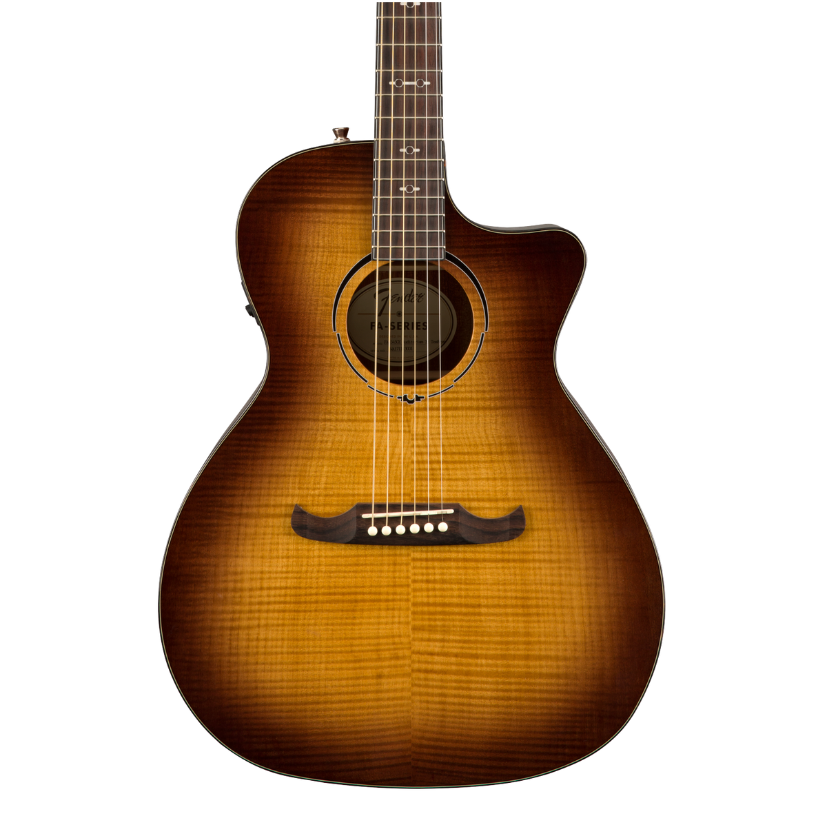 Fender FA-345CE Auditorium Acoustic Guitar w/Cutaway & Electronics, Laurel FB, Tea Burst