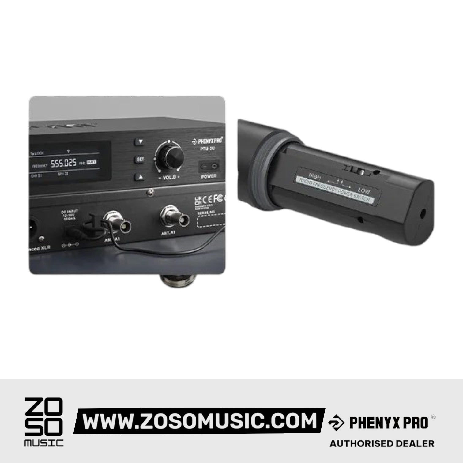 Phenyx Pro PTU-2U-1H1B Wireless Microphone System, True Diversity Dual Cordless Microphone Set w/UHF HandheldMicrophone |  PHENYX PRO |  WIRELESS-ANTENNA |  Zoso Music