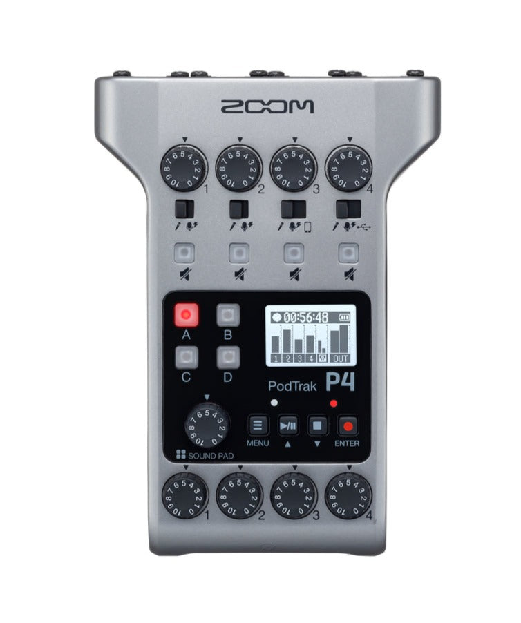 Zoom PodTrak P4 4-input Ultimate Recorder for Podcasting