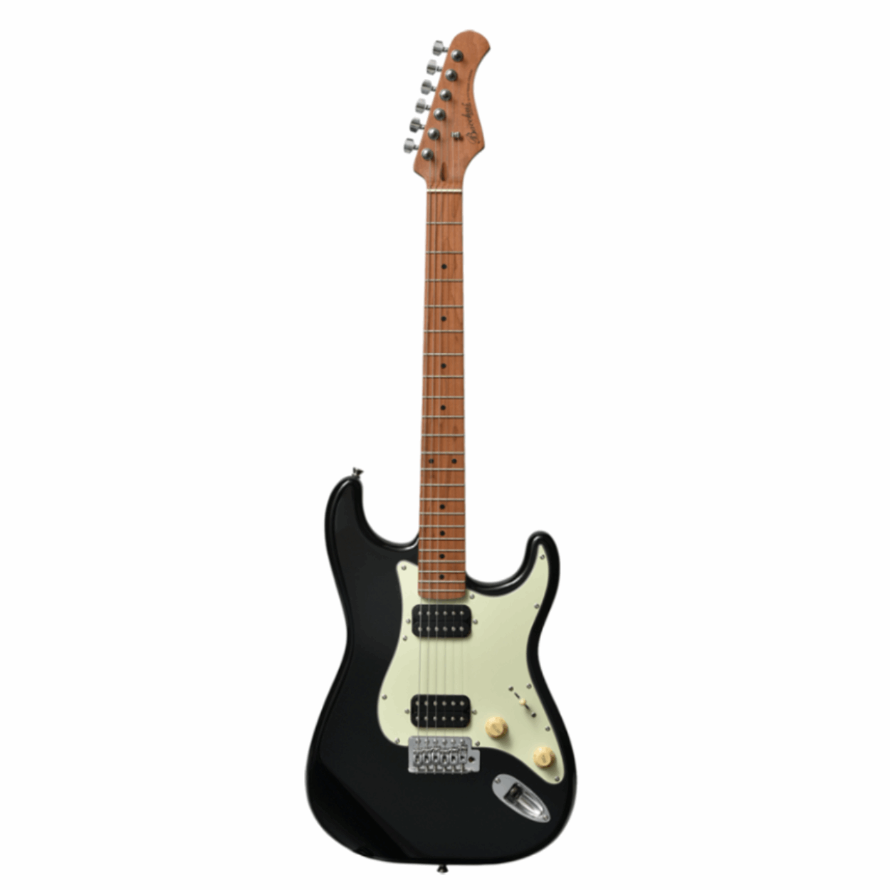 Bacchus Bst-3-rsm/m-blk Universe Series Roasted Maple Electric Guitar, Black With Bag