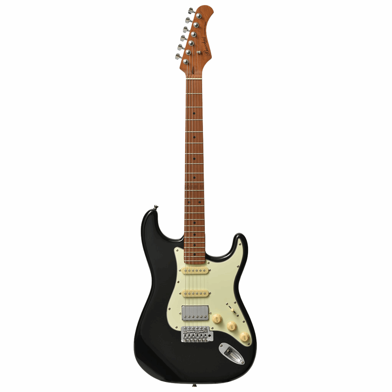 Bacchus Bst-2-rsm/m-blk Universe Series Roasted Maple Electric Guitar, Black With Bag