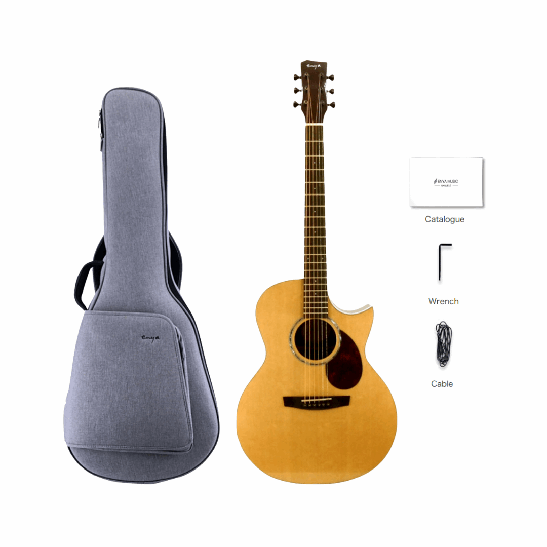 Enya EA-Q1e 41" Acoustic Guitar Solid Sitka Spruce Top With Transacoustic Pickup Pack With Bag Accessories | ENYA , Zoso Music