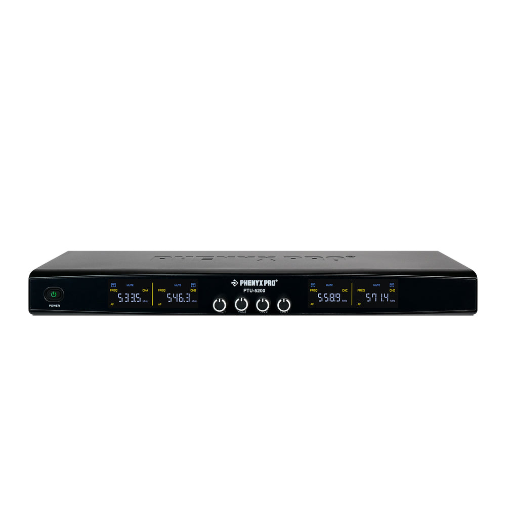 Phenyx Pro Best Budget Wireless PTU-5200-2H2B 4-Channel Wireless Mic Set