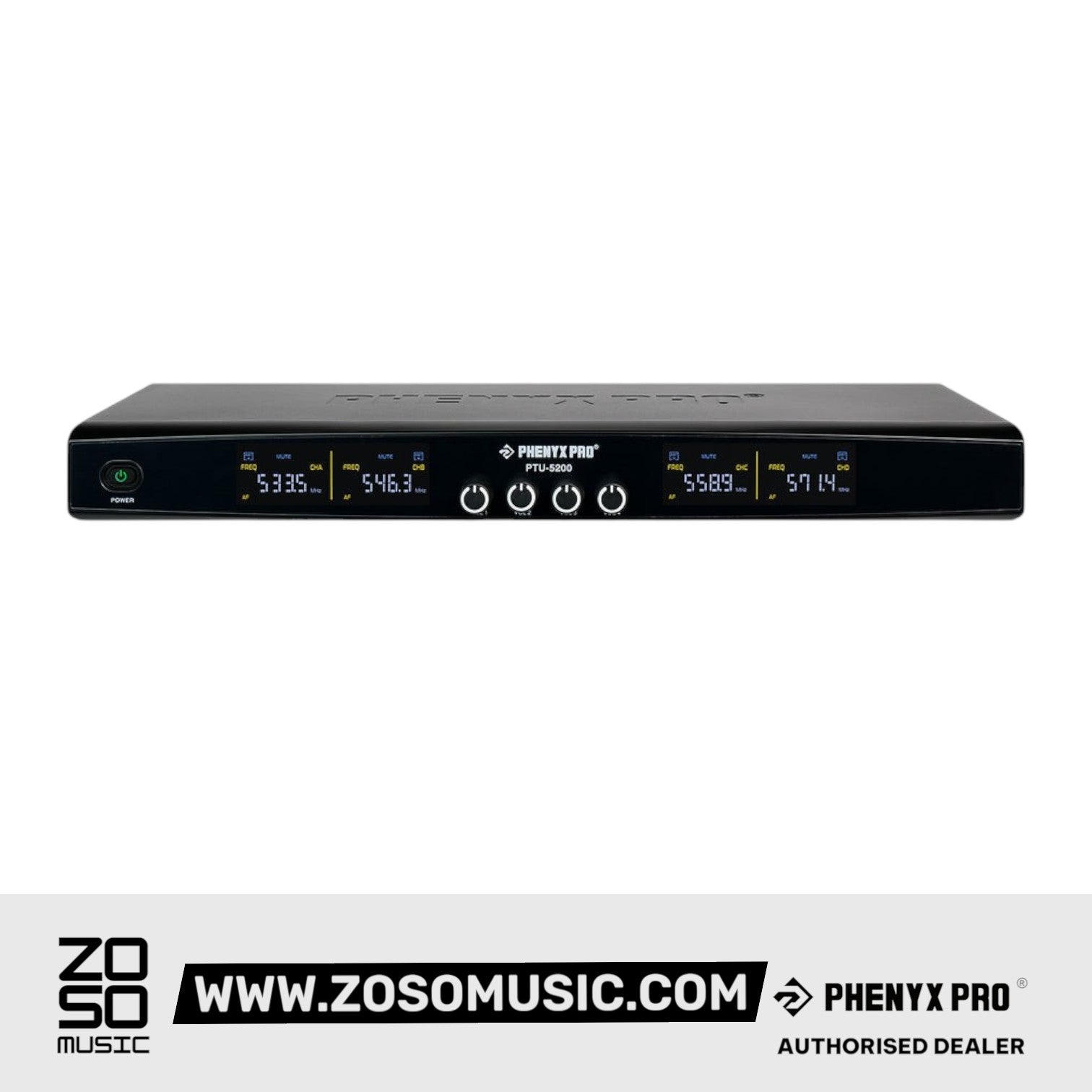 Phenyx Pro Best Budget Wireless PTU-5200-2H2B 4-Channel Wireless Mic Set |  PHENYX PRO |  WIRELESS-ANTENNA |  Zoso Music