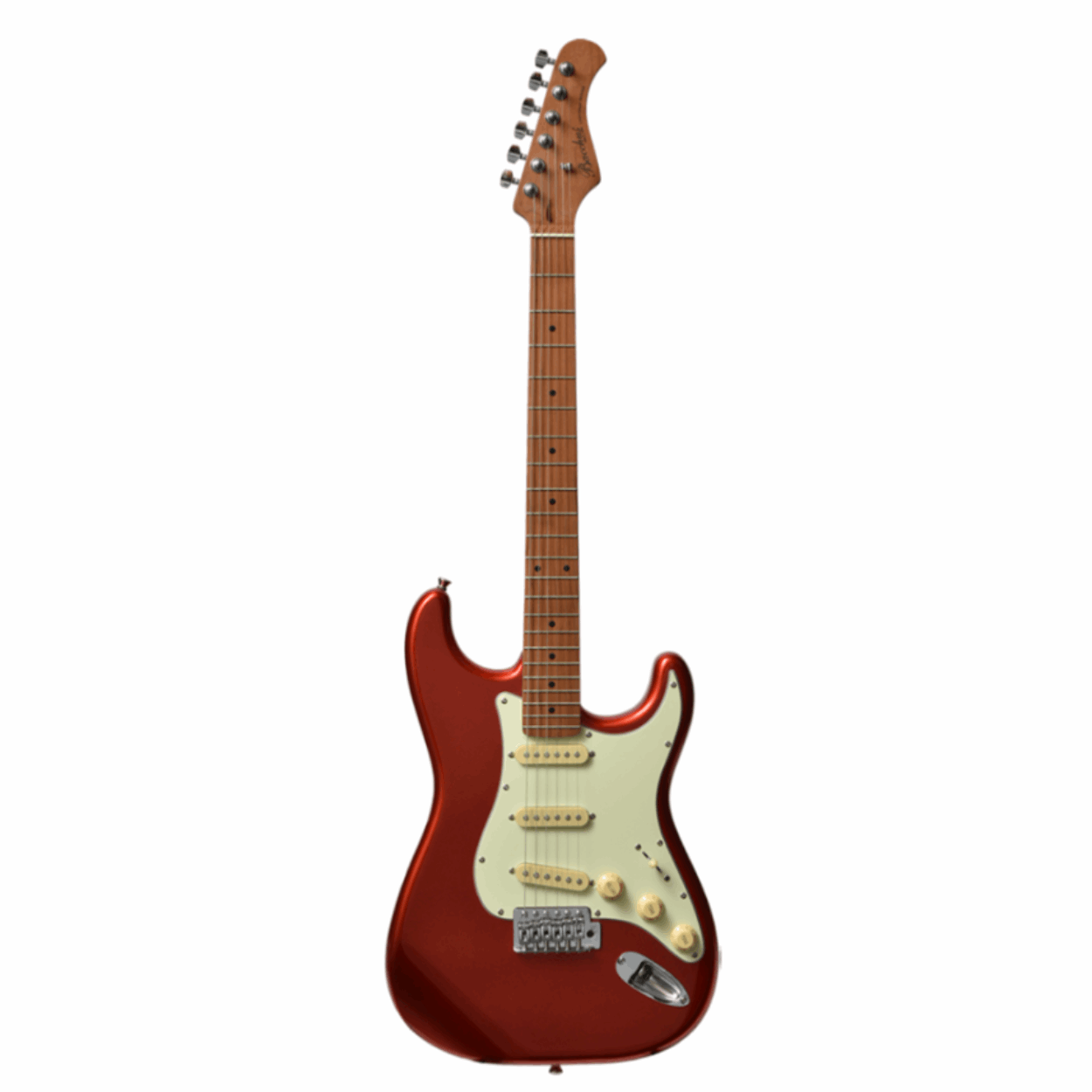 Bacchus Bst-1-rsm/m-car Universe Series Roasted Maple Electric Guitar, Candy Apple Red With Bag