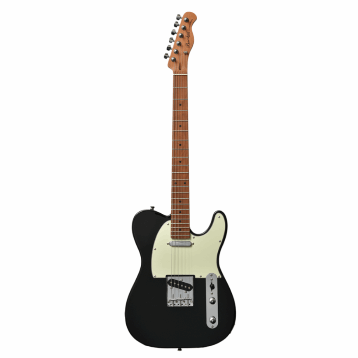 Bacchus Bte-1-rsm/m-blk Universe Series Roasted Maple Electric Guitar, Black With Bag