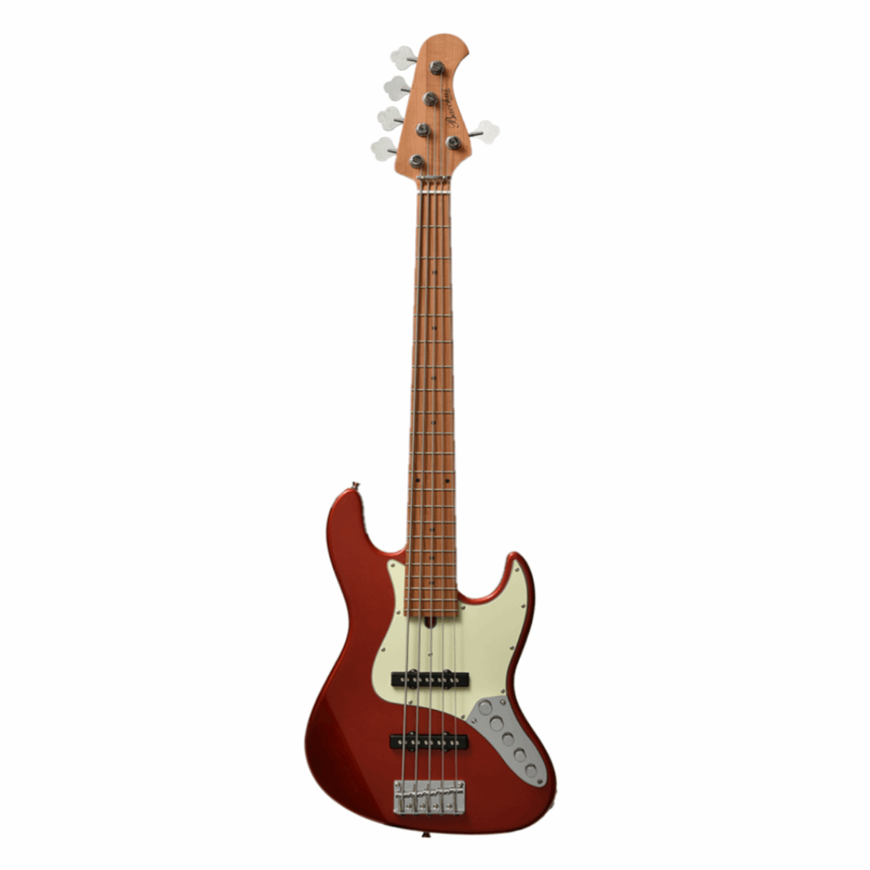 Bacchus Wjb5-630-rsm/m-car Universe Series Roasted Maple 5-string Electric Bass, Candy Apple Red With Bag