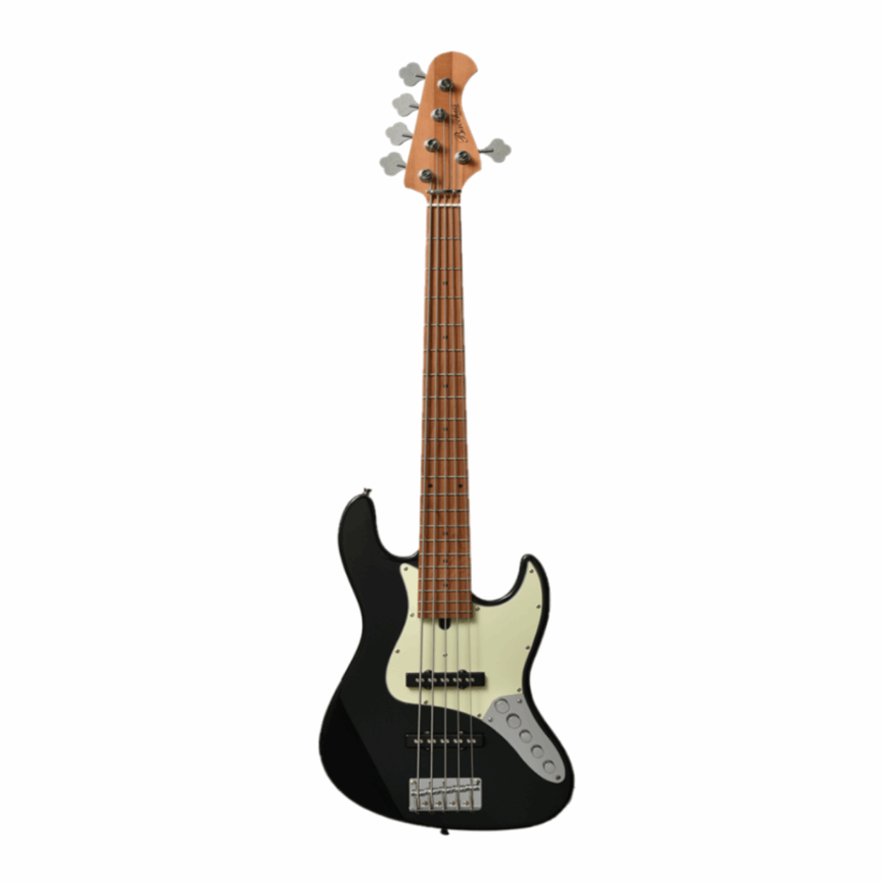 Bacchus Wjb5-630-rsm/m-blk Universe Series Roasted Maple 5-string Electric Bass, Black With Bag