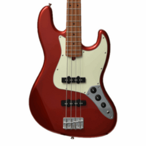 BACCHUS BJB-1-RSM/M-CAR UNIVERSE SERIES ROASTED MAPLE ELECTRIC BASS, CANDY APPLE RED WITH BAG
