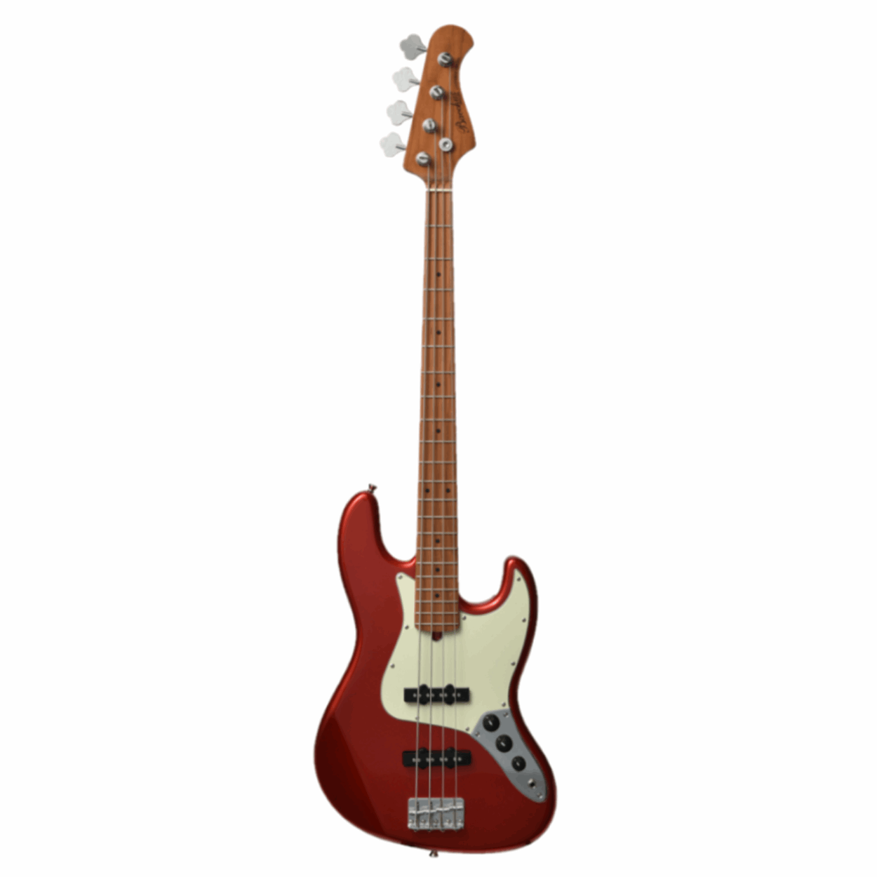 Bacchus Bjb-1-rsm/m-car Universe Series Roasted Maple Electric Bass, Candy Apple Red With Bag |  BACCHUS |  BASS GUITAR |  Zoso Music