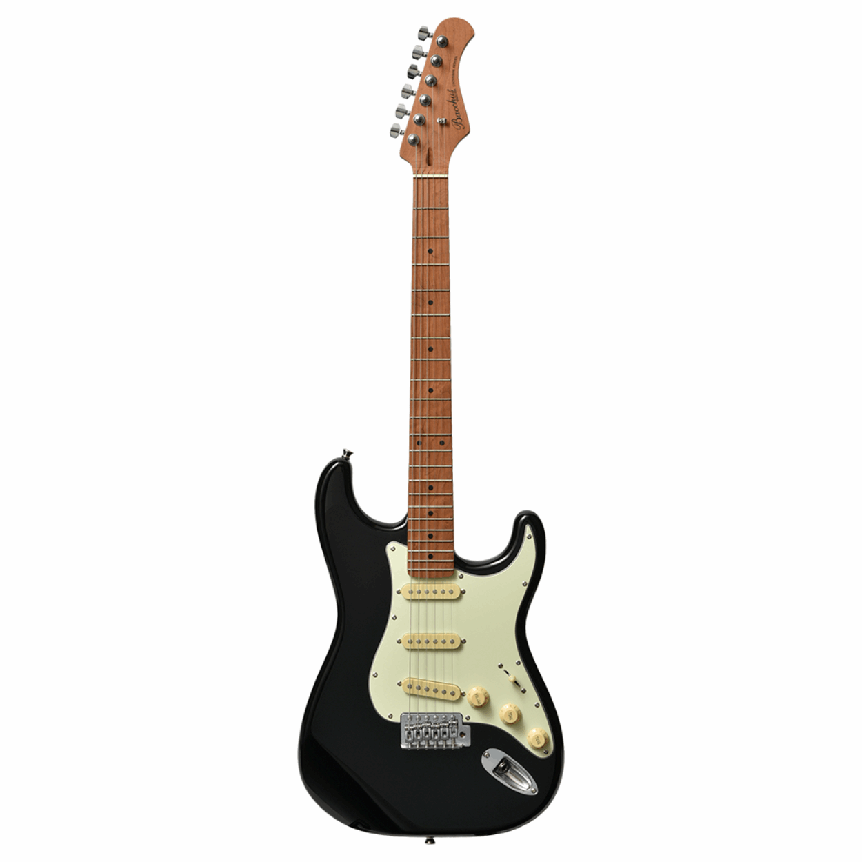 Bacchus Bst-1-rsm/m-blk Universe Series Roasted Maple Electric Guitar, Black With Bag