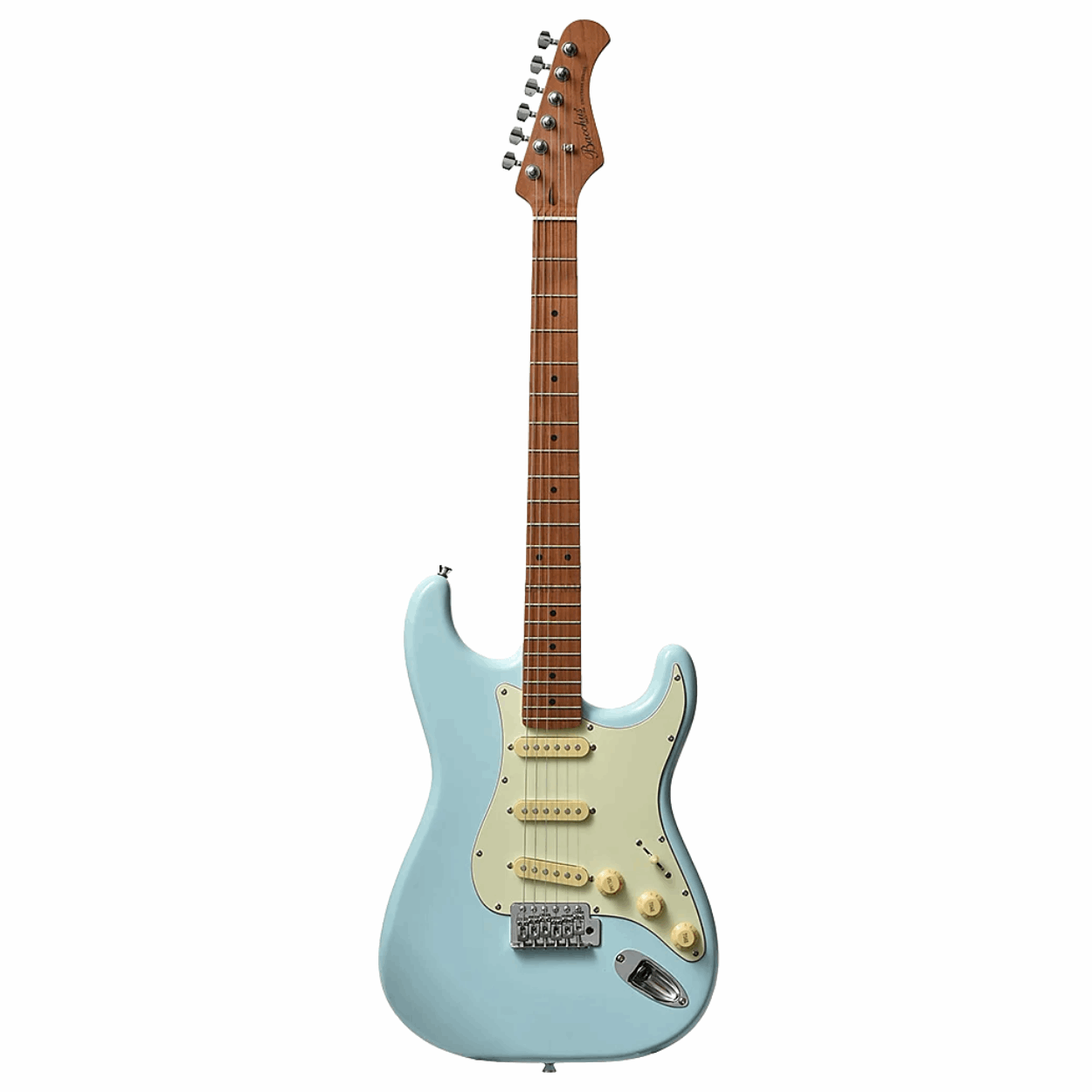 Bacchus Bst-1-rsm/m-ptl-sob Universe Series Roasted Maple Electric Guitar, Pastel Sonic Blue With Bag