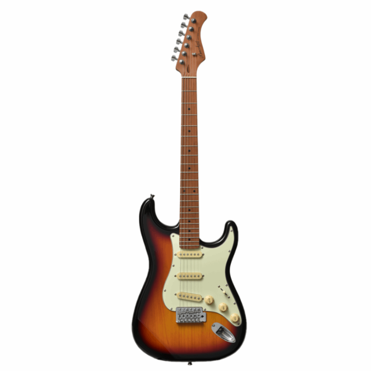 Bacchus Bst-1-rsm/m-3ts Universe Series Roasted Maple Electric Guitar, 3 Tone Sunburst With Bag