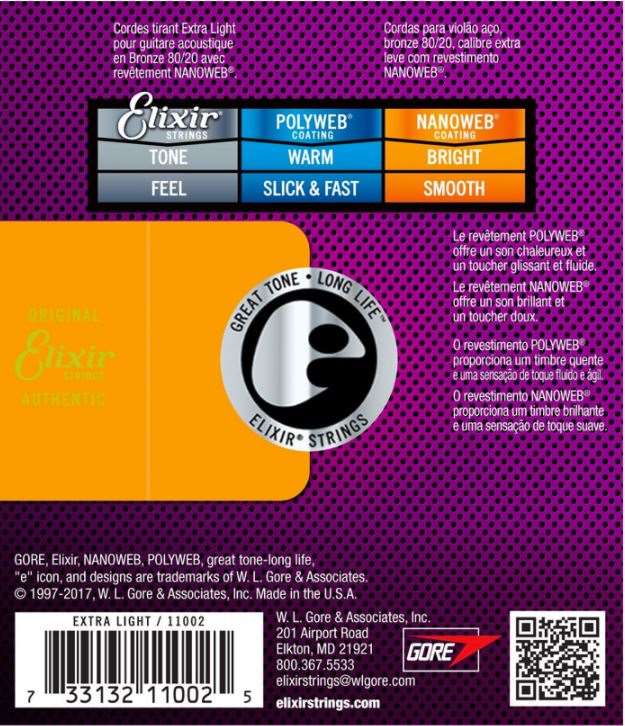 ELIXIR 11002 NANOWEB 80-20 BRONZE ACOUSTIC GUITAR STRINGS 10-47 | ELIXIR , Zoso Music
