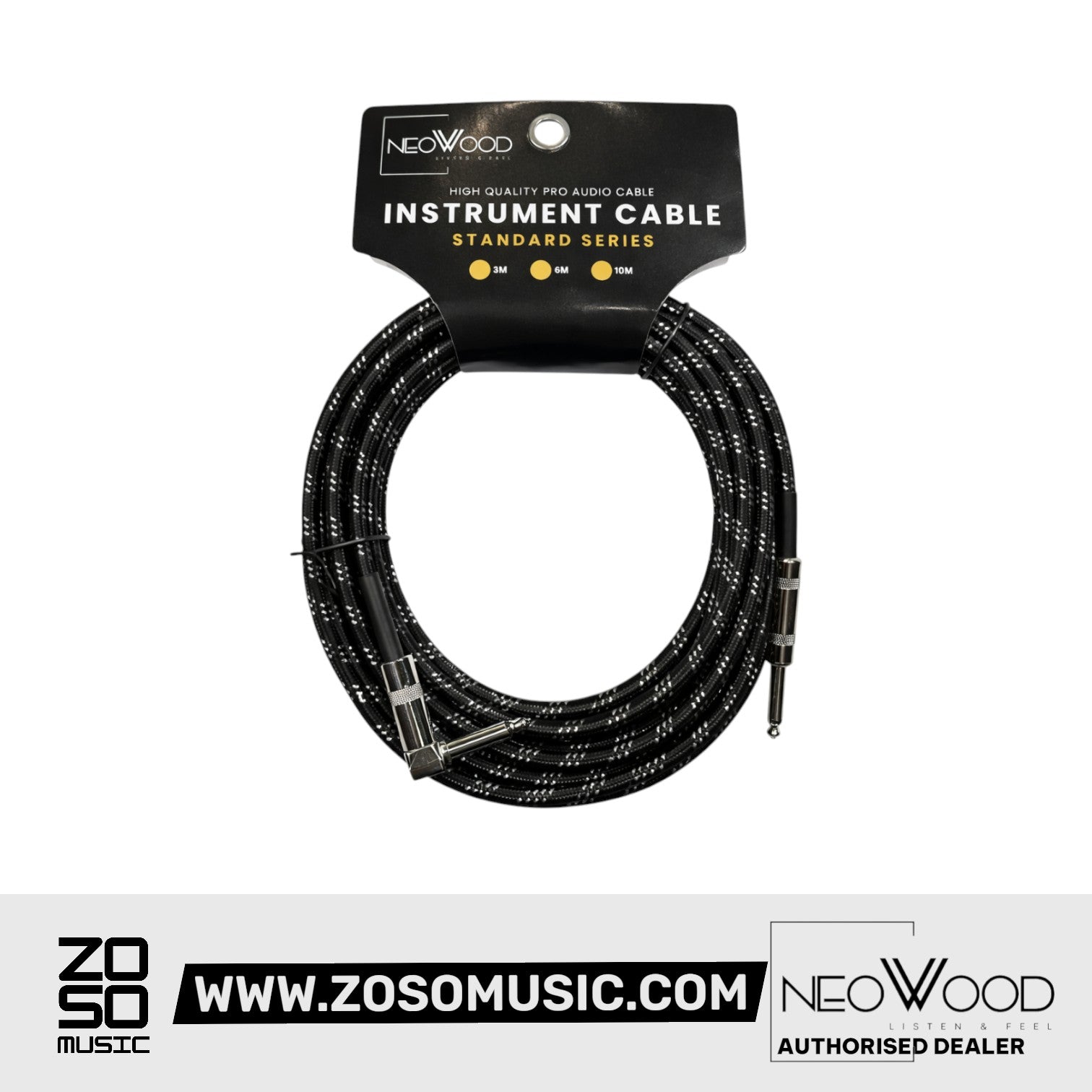 Neowood AMP006 6 Meter QTR- Right Angled QTR Instrument Cable | Zoso Music Sdn Bhd