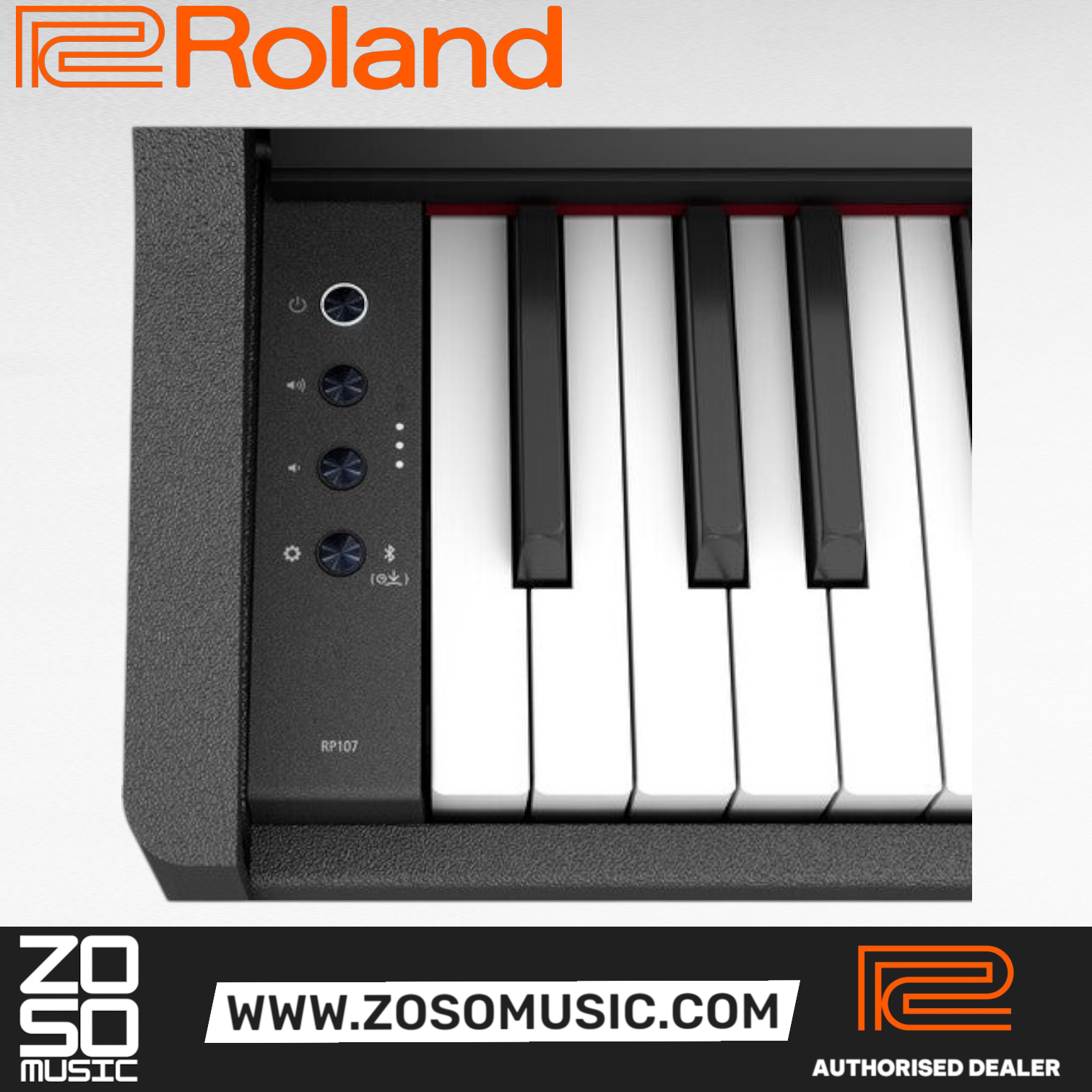 Roland RP107 Digital Piano with FREE RH-5 Headphone and Piano Bench - Black |  ROLAND |  PIANO-DIGITAL |  Zoso Music