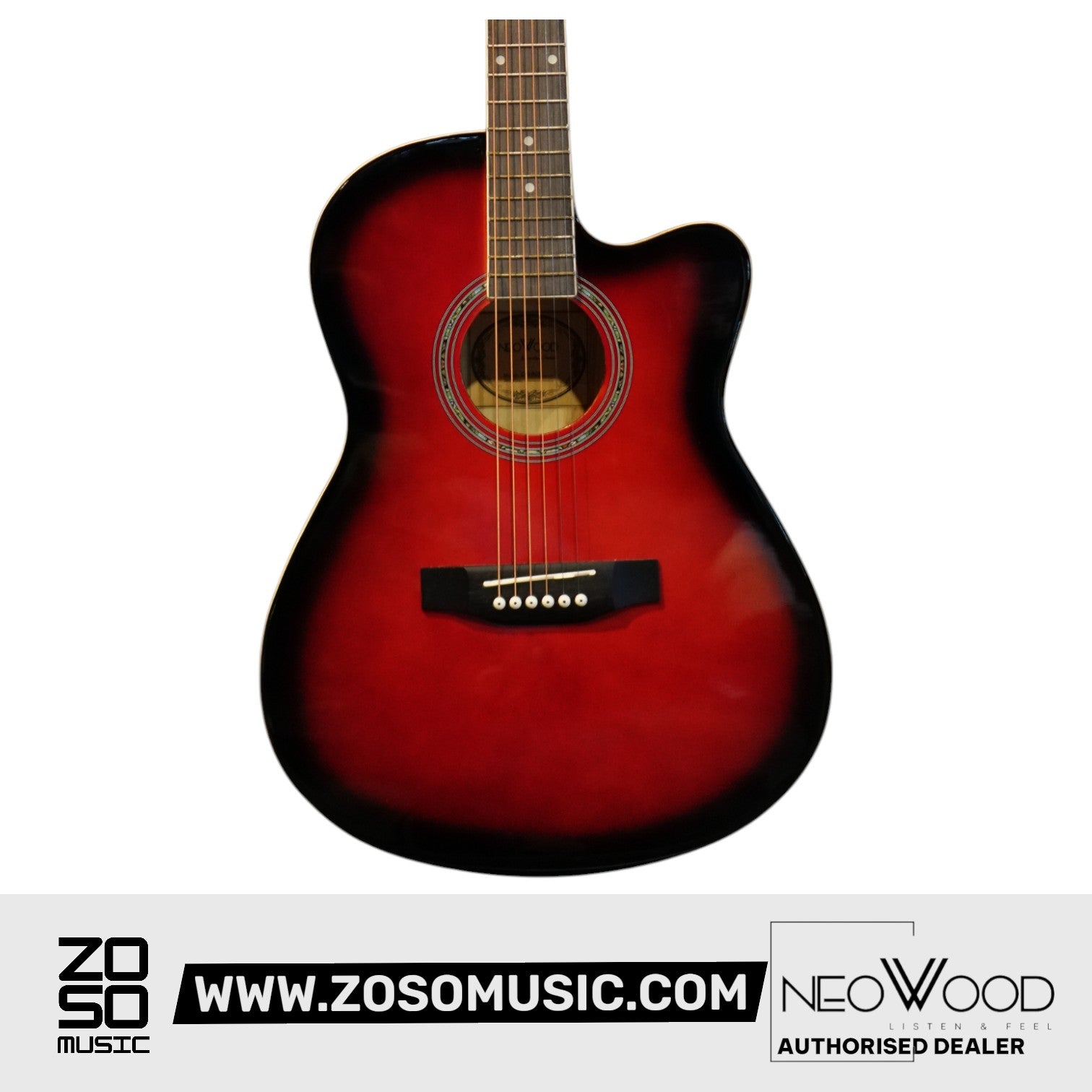 Neowood C10 RDS 39Inch Acoustic Guitar Gloss Finish Red | Zoso Music Sdn Bhd
