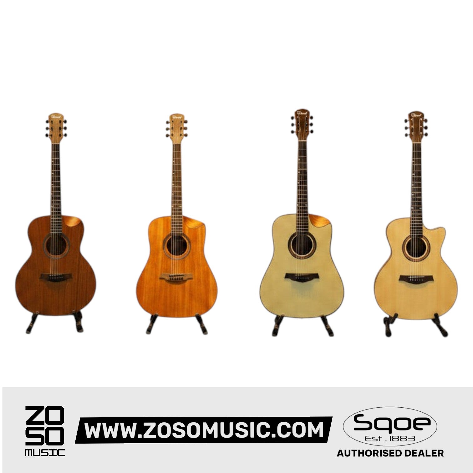 SQOE F40A-BQJ/F40B-BQJ Chard 40-inch Matte Semi-Cutaway Acoustic Guitar
