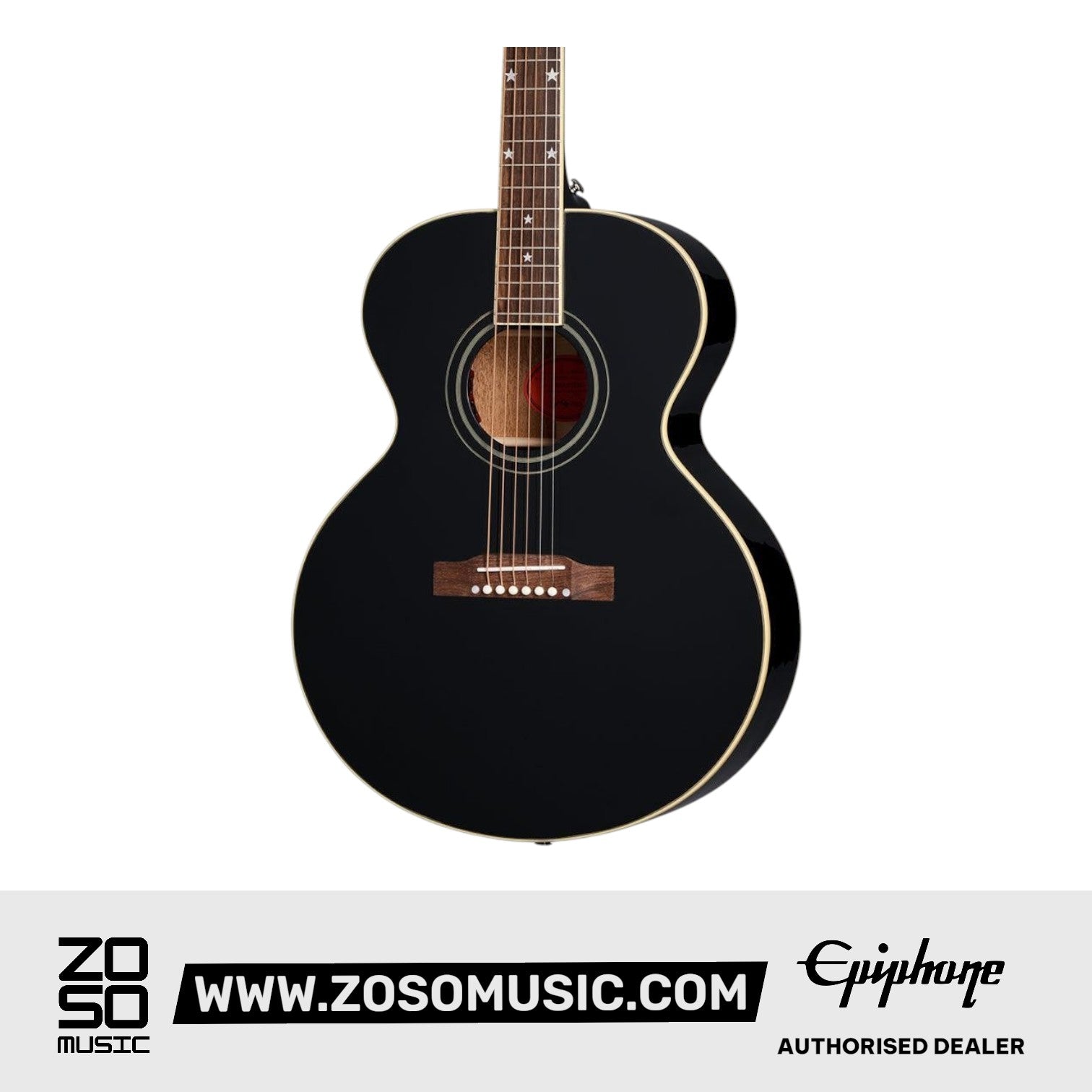 (Epiphone Inspired by Gibson Custom) Epiphone J-180 LS Acoustic-Electric Guitar - Ebony
 | Zoso Music Sdn Bhd
