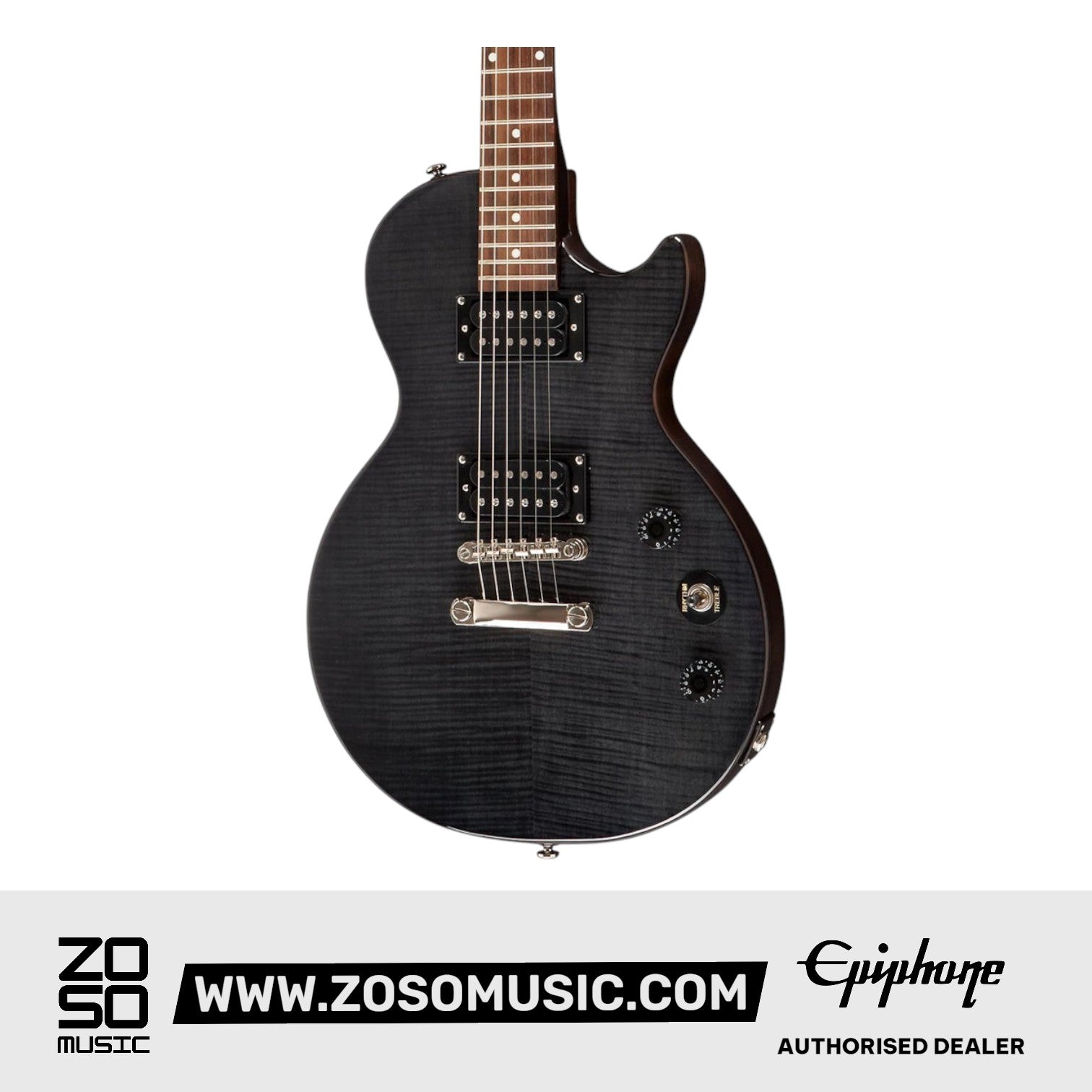 Epiphone ENS2TBNH3 Ltd Ed Les Paul Special-II Plus Top Best Beginner Electric Guitar - Transparent Black | Zoso Music Sdn Bhd