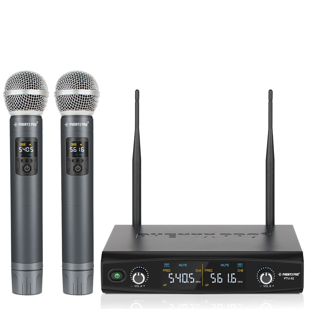 Phenyx Pro Best Budget Wireless PTU-52 Handheld UHF Wireless Microphone System, 200ft Range | Zoso Music Sdn Bhd