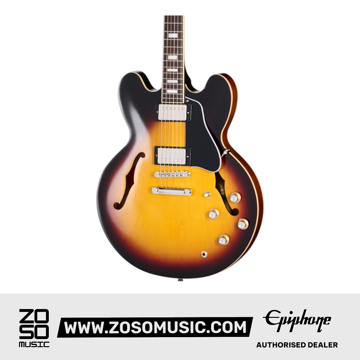 Epiphone 1962 ES-335 Reissue Semi-hollow Electric Guitar - Vintage Burst | Zoso Music Sdn Bhd