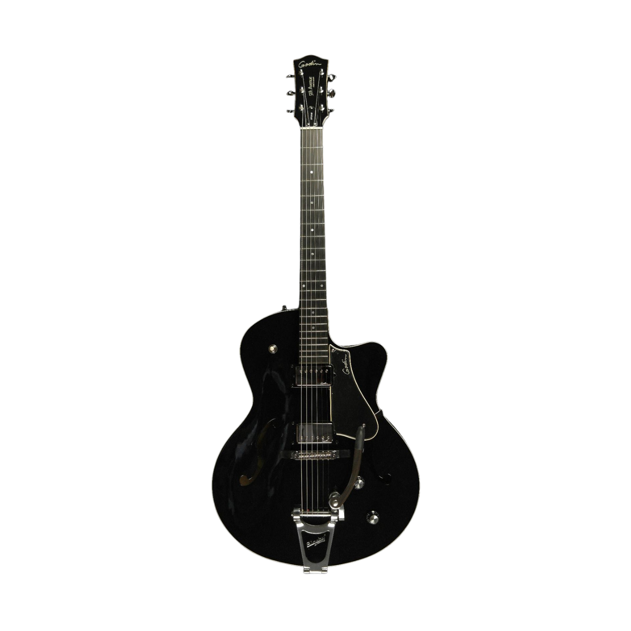GODIN 5TH AVENUE UPTOWN GT BIGSBY HOLLOWBODY ELECTRIC GUITAR-MATTE BLACK |  GODIN GUITAR |  ELECTRIC GUITAR |  Zoso Music
