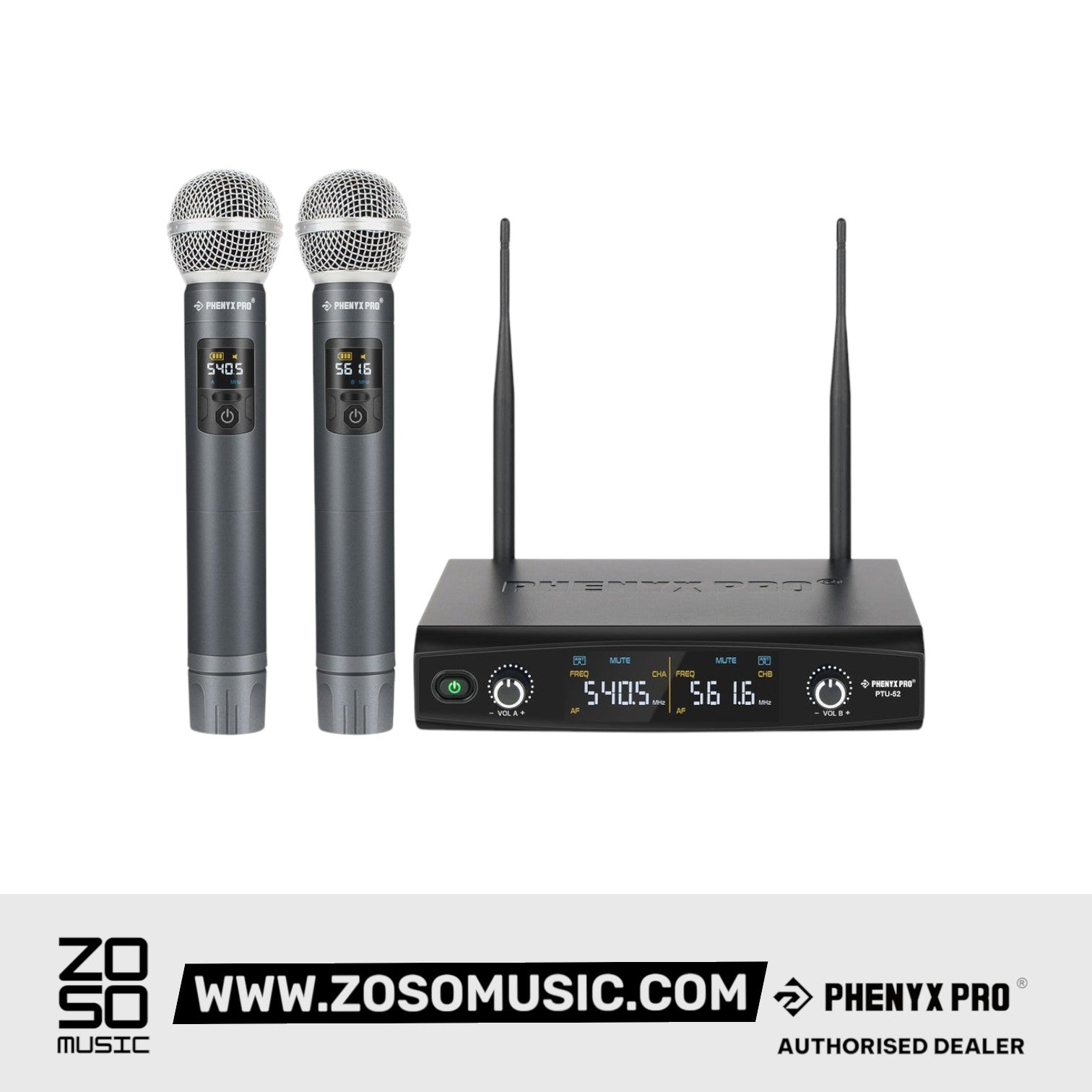 Phenyx Pro Best Budget Wireless PTU-52 Handheld UHF Wireless Microphone System, 200ft Range | Zoso Music Sdn Bhd