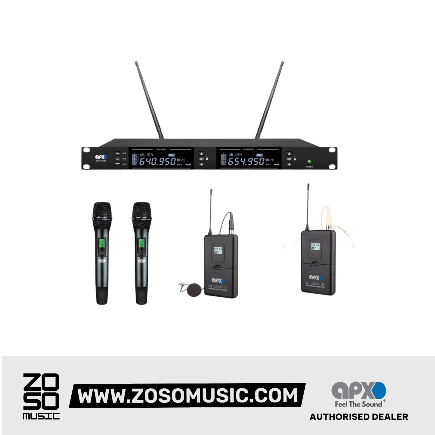 Apex APX WU-X7000 UHF Wireless Microphone System |  APEX |  WIRELESS MICROPHONE SYSTEM |  Zoso Music