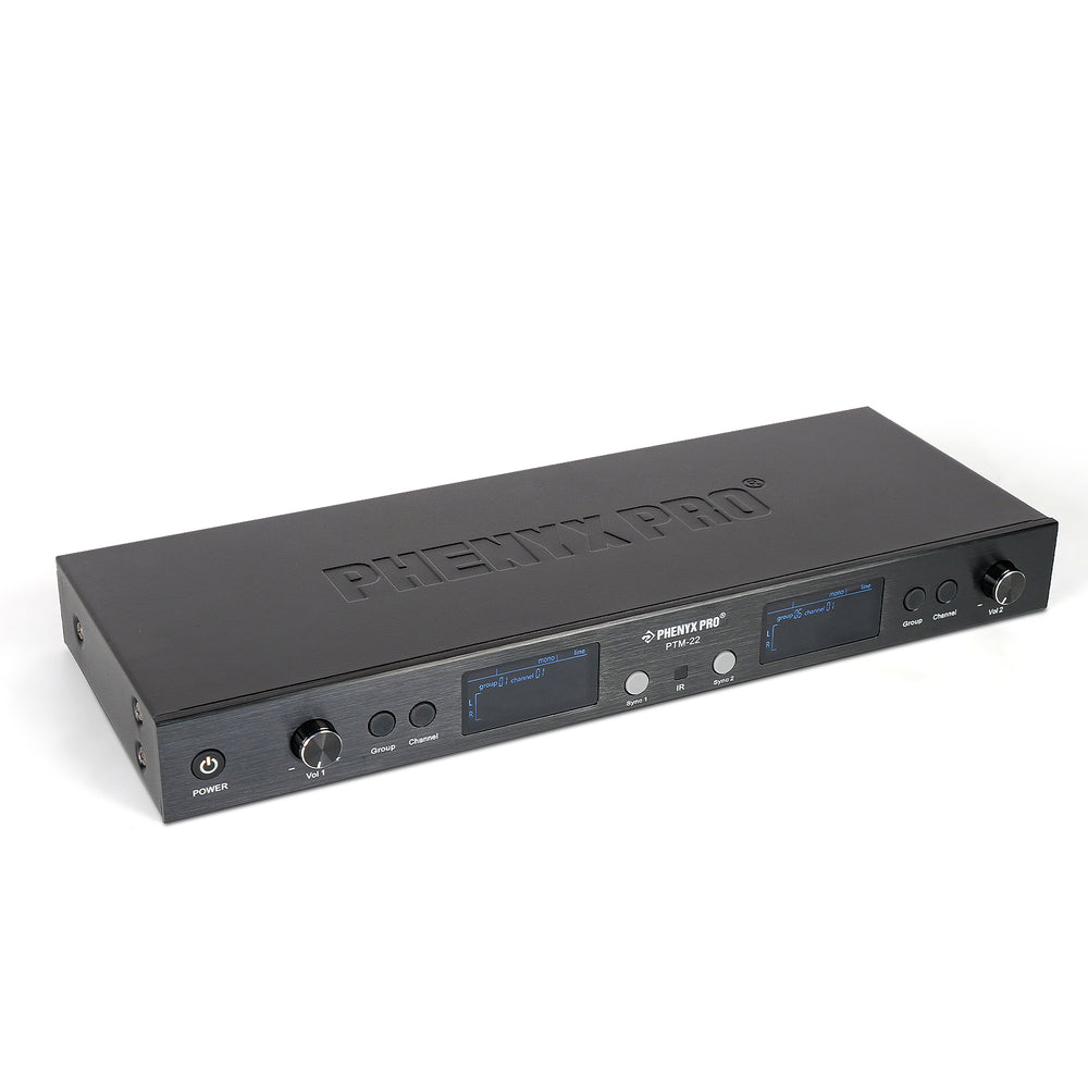 Phenyx Pro PTM-22 UHF Mono Wireless in Ear Monitor System, 2 Bodypack Receiver and 1 Transmitter [2B]