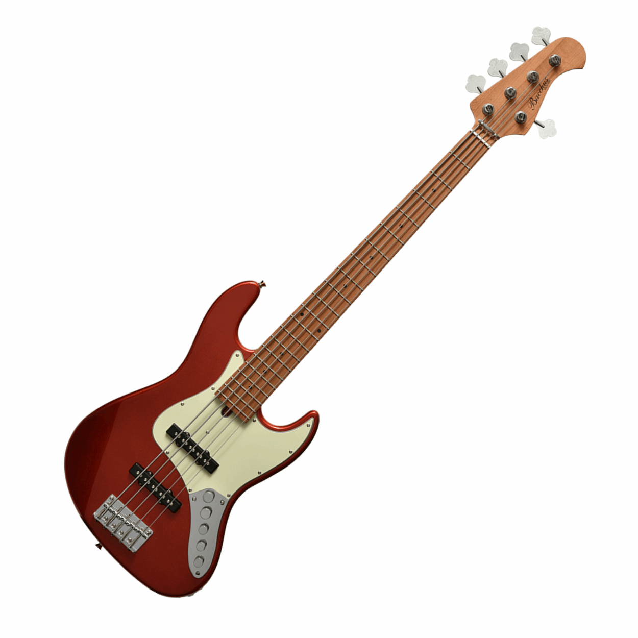 Bacchus Wjb5-630-rsm/m-car Universe Series Roasted Maple 5-string Electric Bass, Candy Apple Red With Bag
