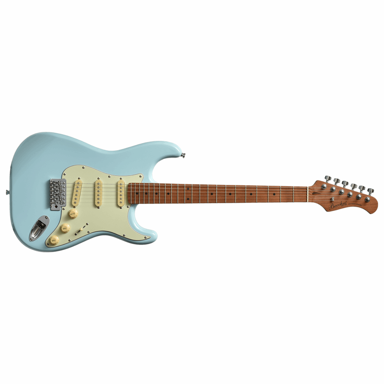 Bacchus Bst-1-rsm/m-ptl-sob Universe Series Roasted Maple Electric Guitar, Pastel Sonic Blue With Bag