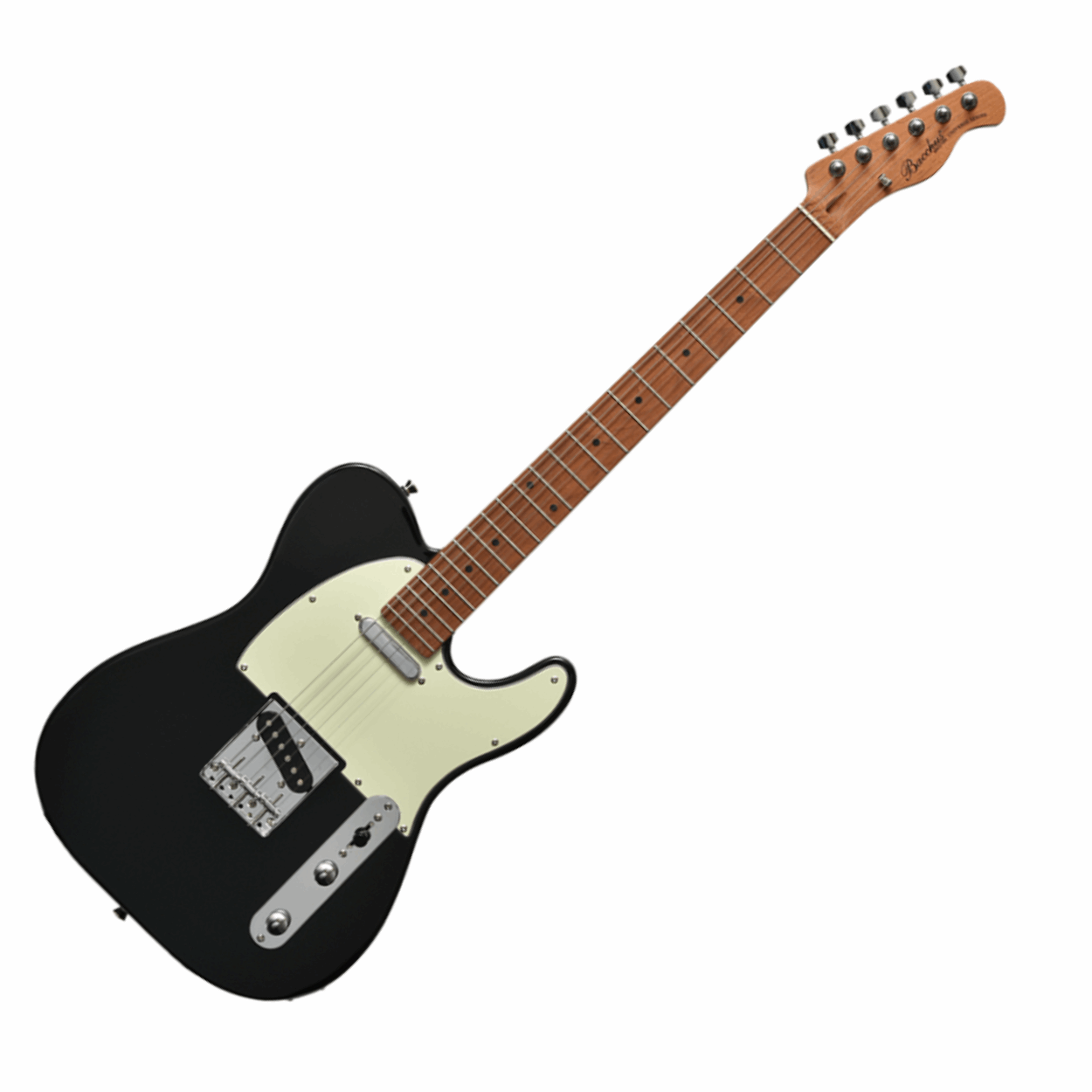 Bacchus Bte-1-rsm/m-blk Universe Series Roasted Maple Electric Guitar, Black With Bag