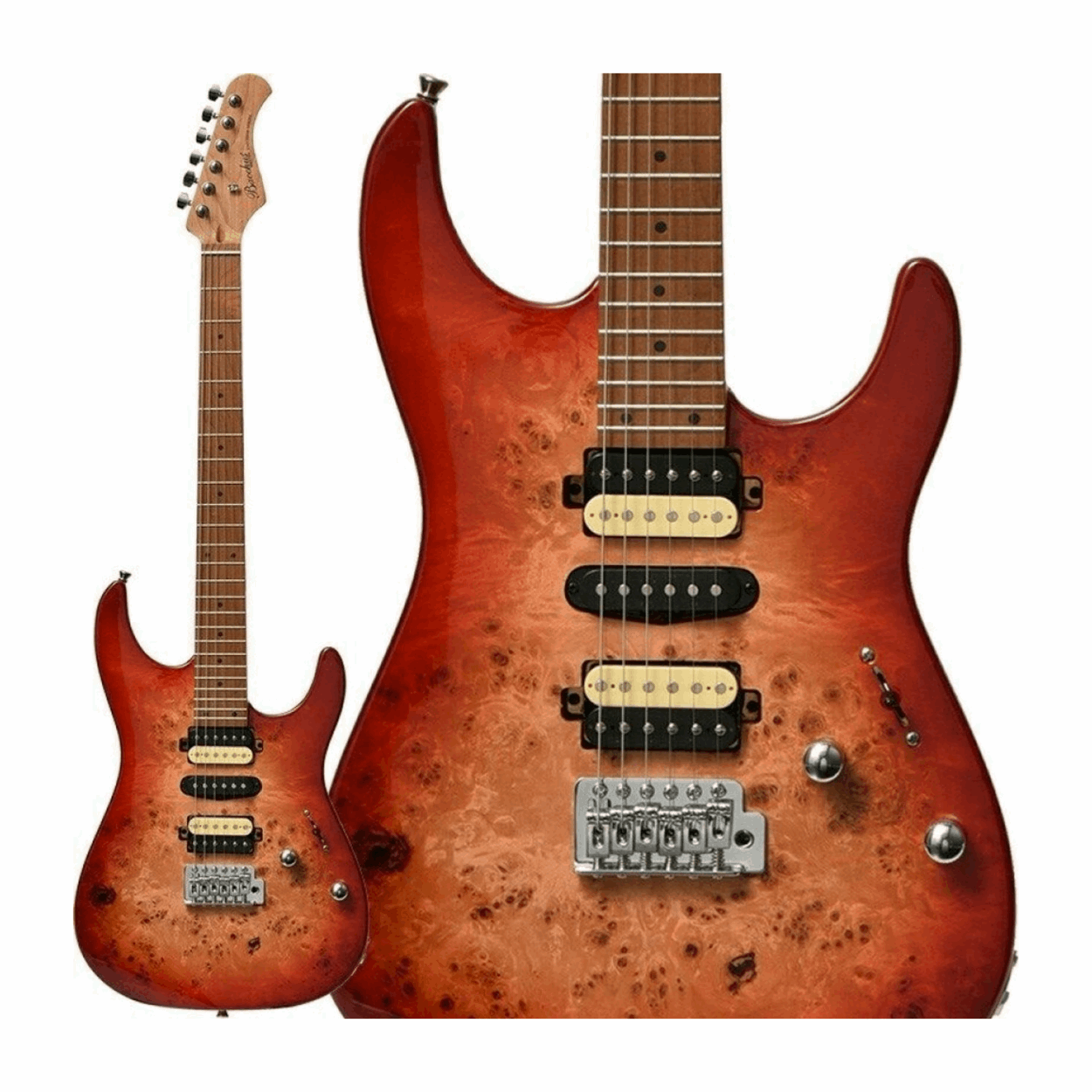 Bacchus Imperial24-bp-rsm/m Universe Series Roasted Maple Electric Guitar, Red Burst With Bag