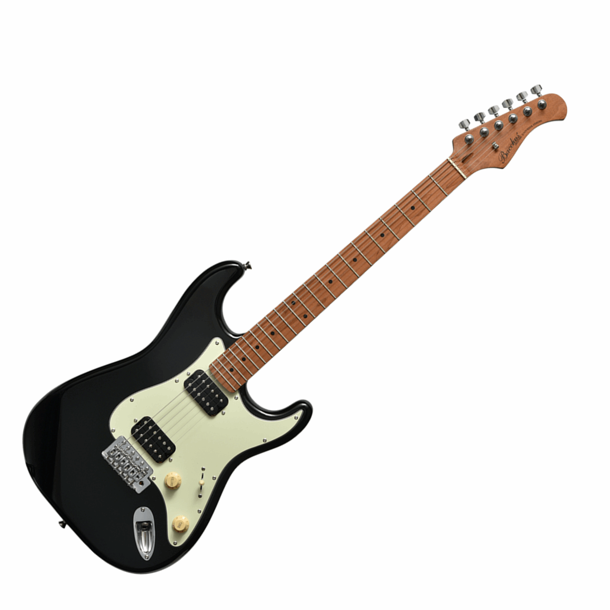 Bacchus Bst-3-rsm/m-blk Universe Series Roasted Maple Electric Guitar, Black With Bag