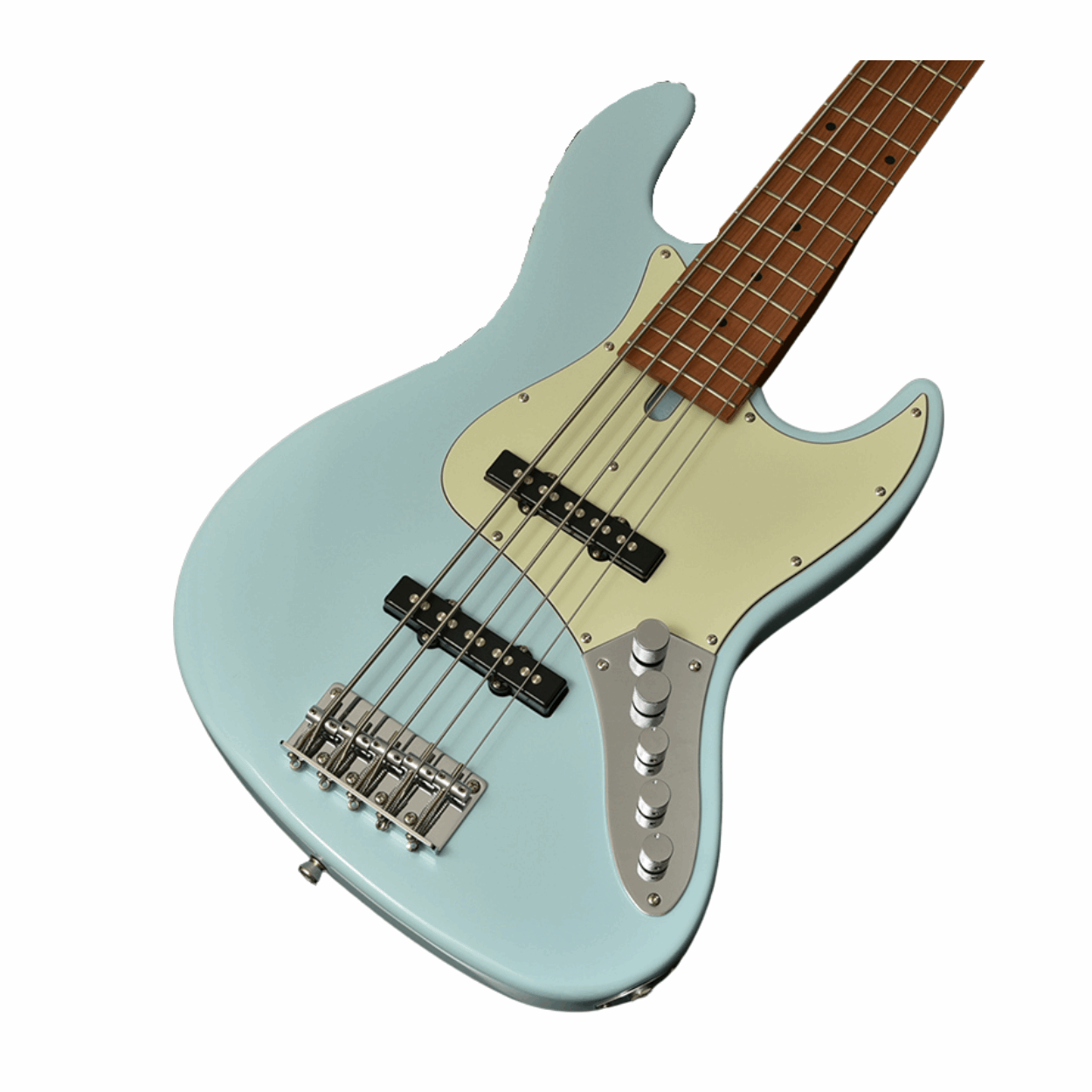 Bacchus Wjb5-630-rsm/m-ptl-sob Universe Series Roasted Maple 5-string Electric Bass, Pastel Sonic Blue With Bag