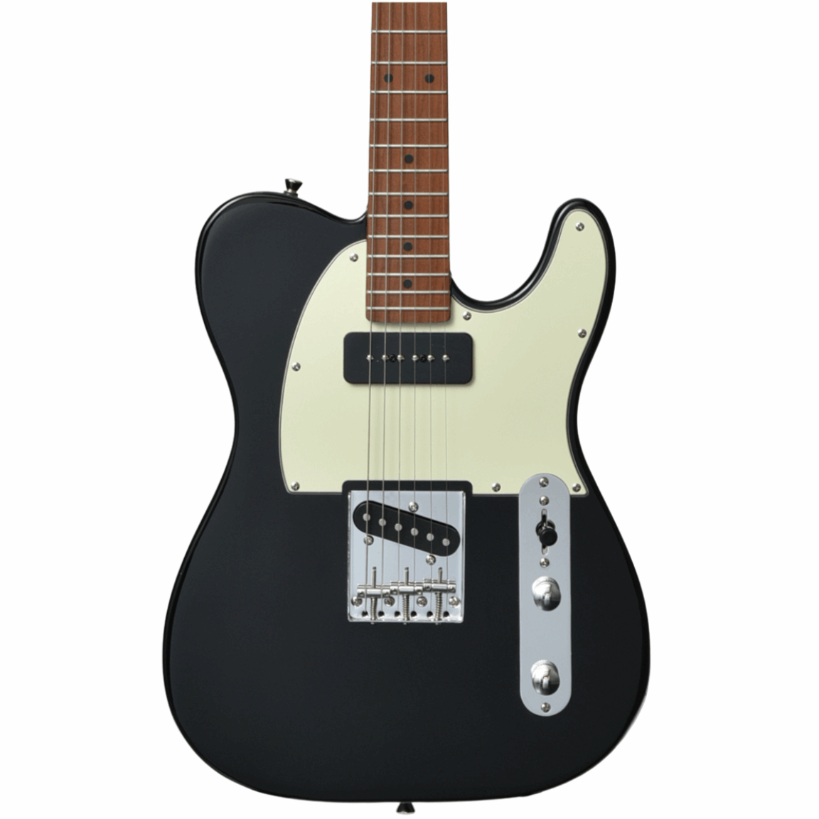 Bacchus Bte-2-rsm/m-blk Universe Series Roasted Maple Electric Guitar, Black With Bag