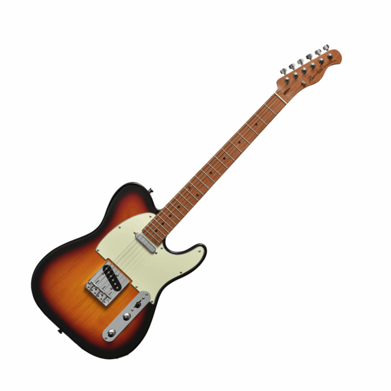Bacchus Bte-1-rsm/m-3ts Universe Series Roasted Maple Electric Guitar, 3 Tone Sunburst With Bag