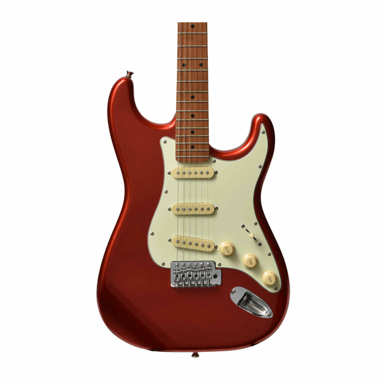 Bacchus Bst-1-rsm/m-car Universe Series Roasted Maple Electric Guitar, Candy Apple Red With Bag