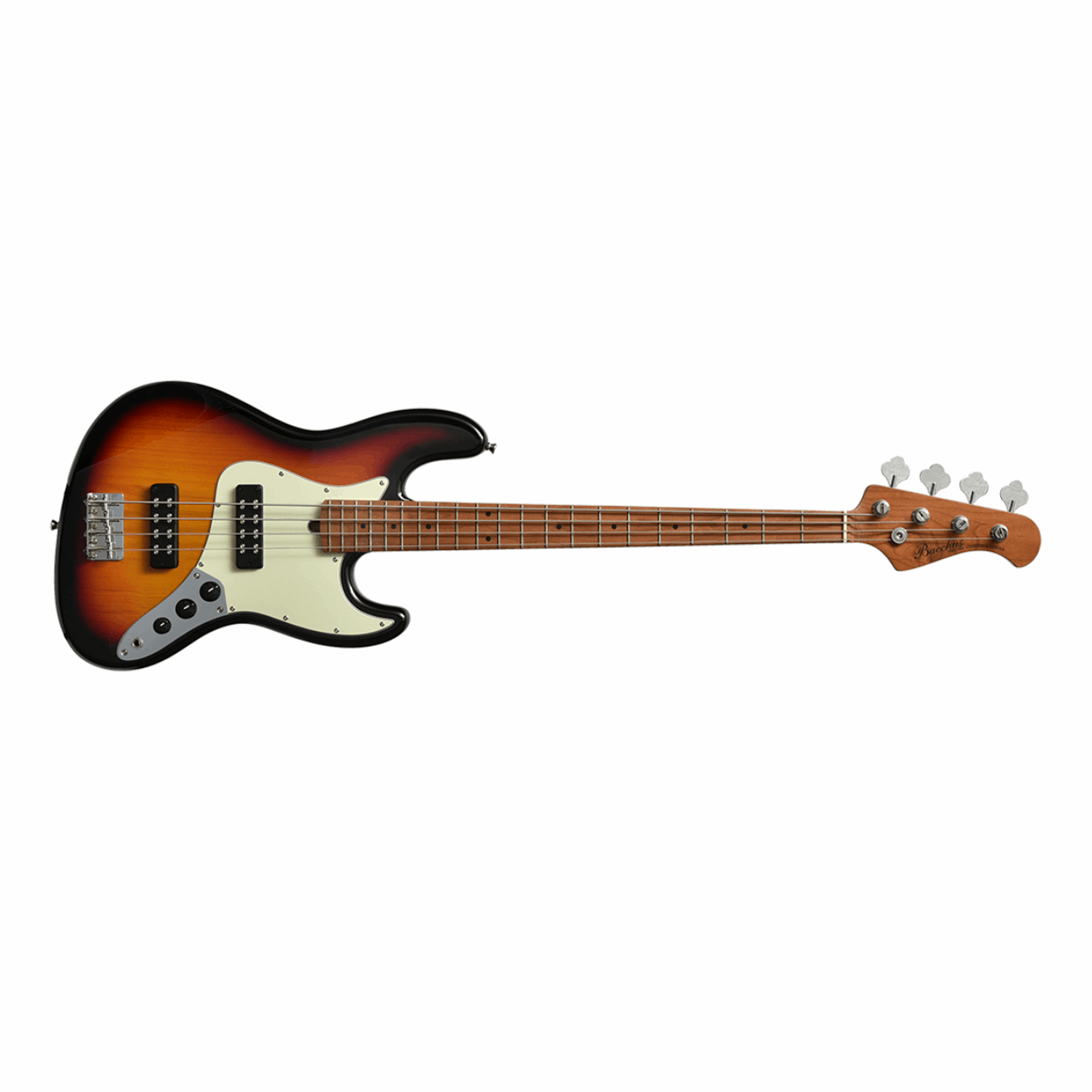 Bacchus Bjb-2-rsm/m-3ts Universe Series Roasted Maple Electric Bass, 3 Tone Sunburst With Bag