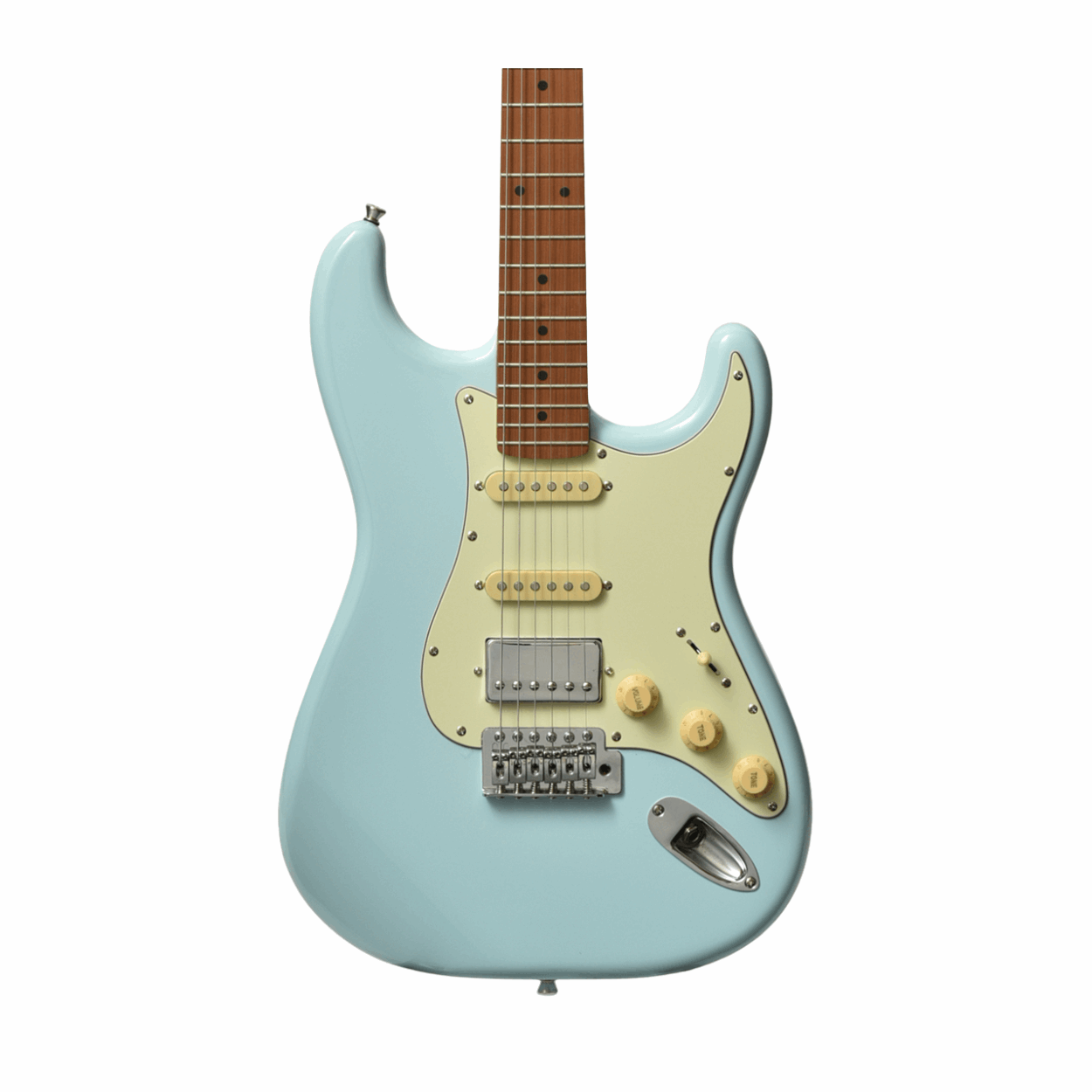 Bacchus Bst-2-rsm/m-ptlsob Universe Series Roasted Maple Electric Guitar, Pastel Sonic Blue With Bag