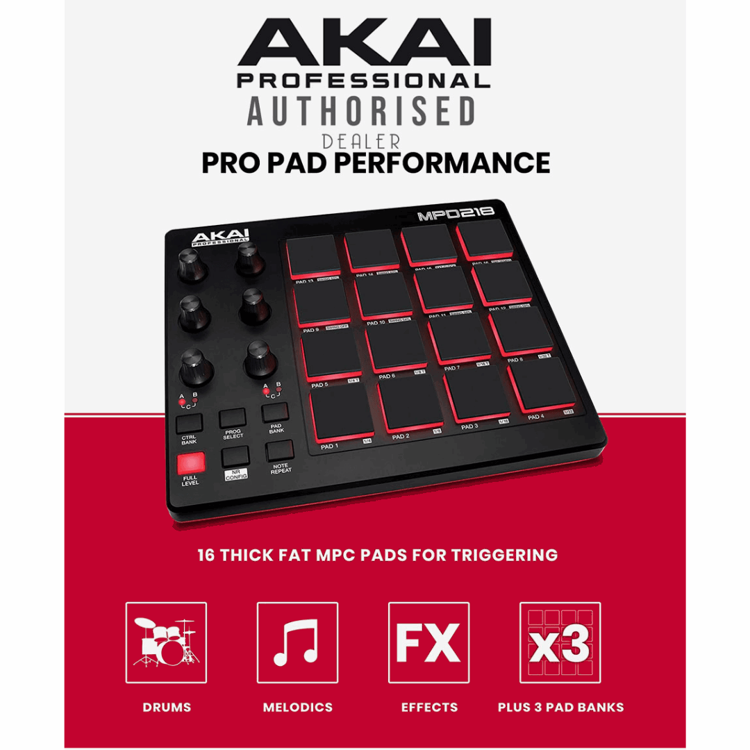 AKAI MPD218 PAD CONTROLLER WITH 16 MPC PADS | AKAI PROFESSIONAL , Zoso Music