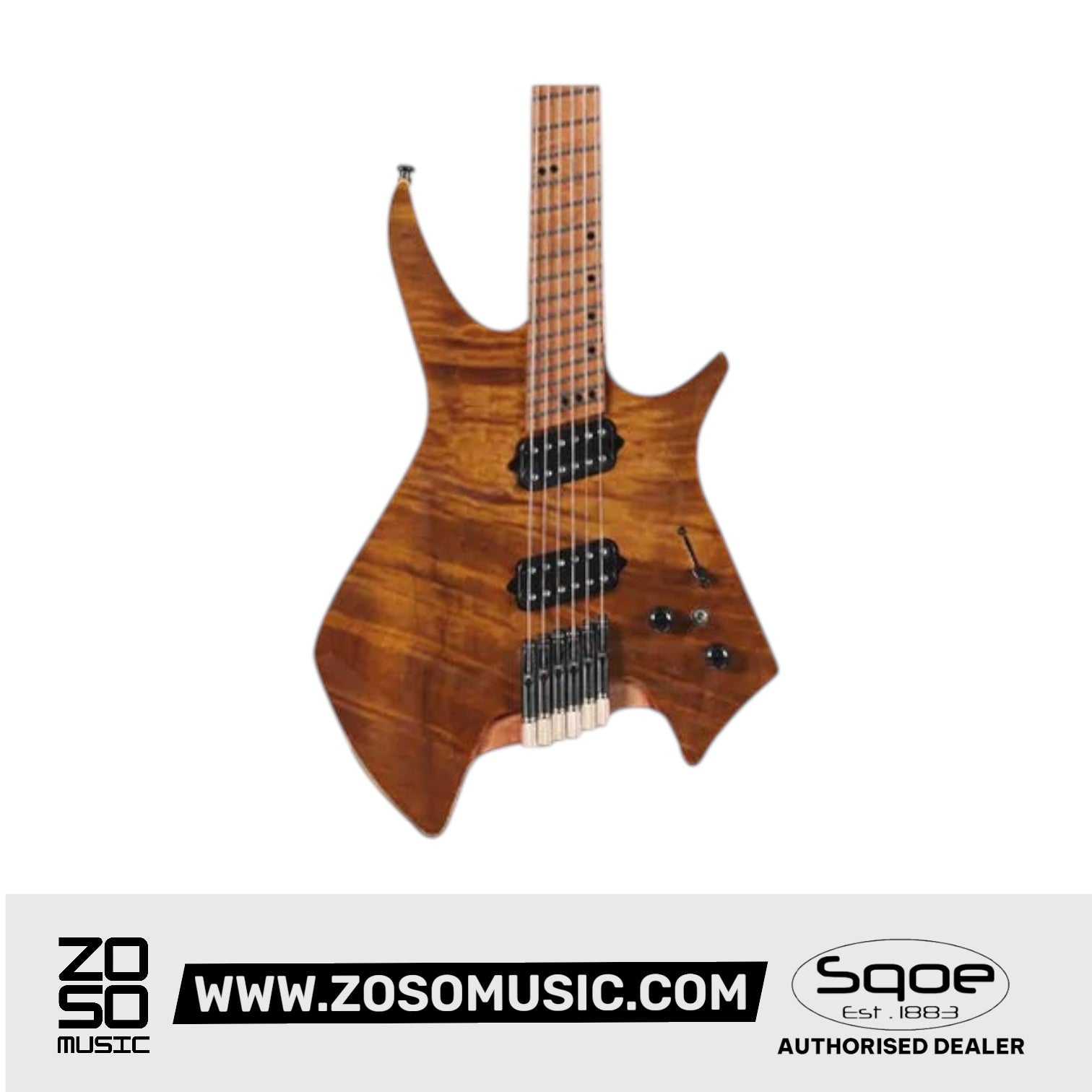 SQOE SEIB995 Roasted Maple Neck, Headless Humbucker Electric Guitar