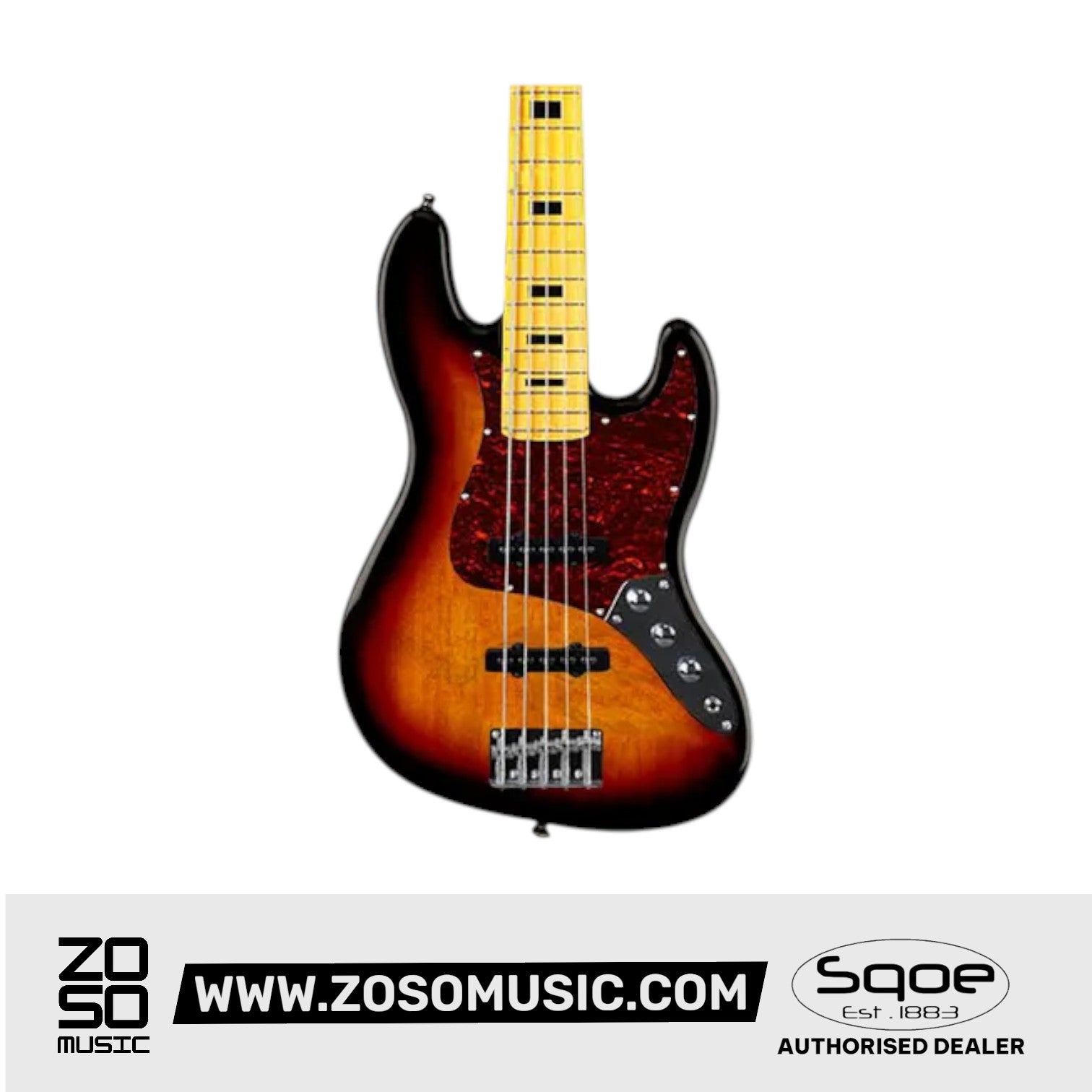 SQOE 5 Strings Jazz Bas Guitar, Maple Fretboard