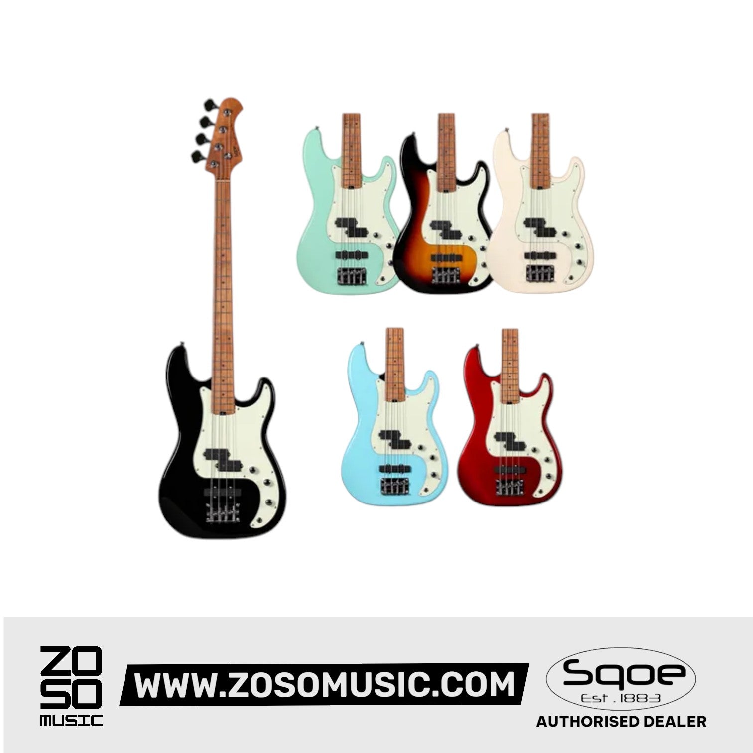 Sqoe SPJ600 Roasted Maple Series PJ 4 String Bass Guitar | Zoso Music Sdn Bhd