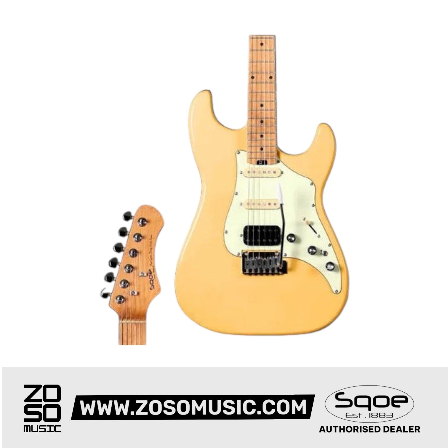 SQOE SEST800 HSS Roasted Maple Series Electric Guitar